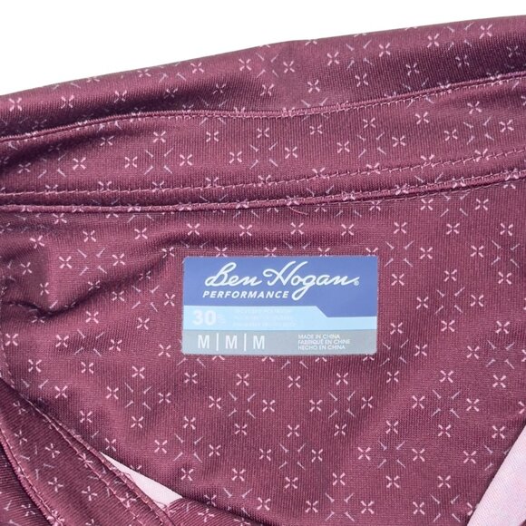 Ben Hogan Performance Mens M Polo Golf Shirt Maroon Short Sleeve Stretch Comfy - Picture 2 of 11